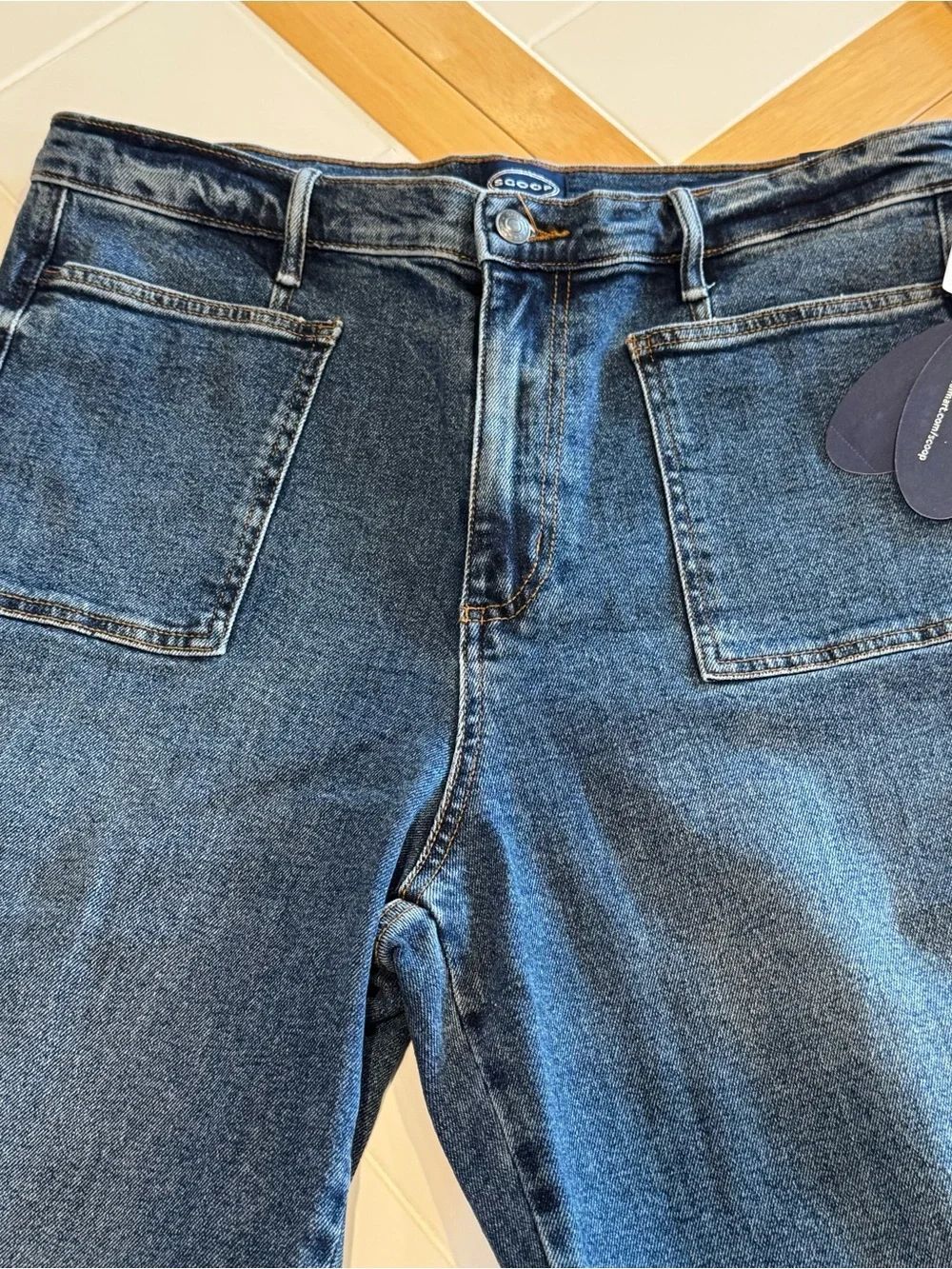 Scoop Trouser Flare Jeans Size 14 Women’s High-Rise Patch Pocket Dark Wash NWT - Picture 12 of 14